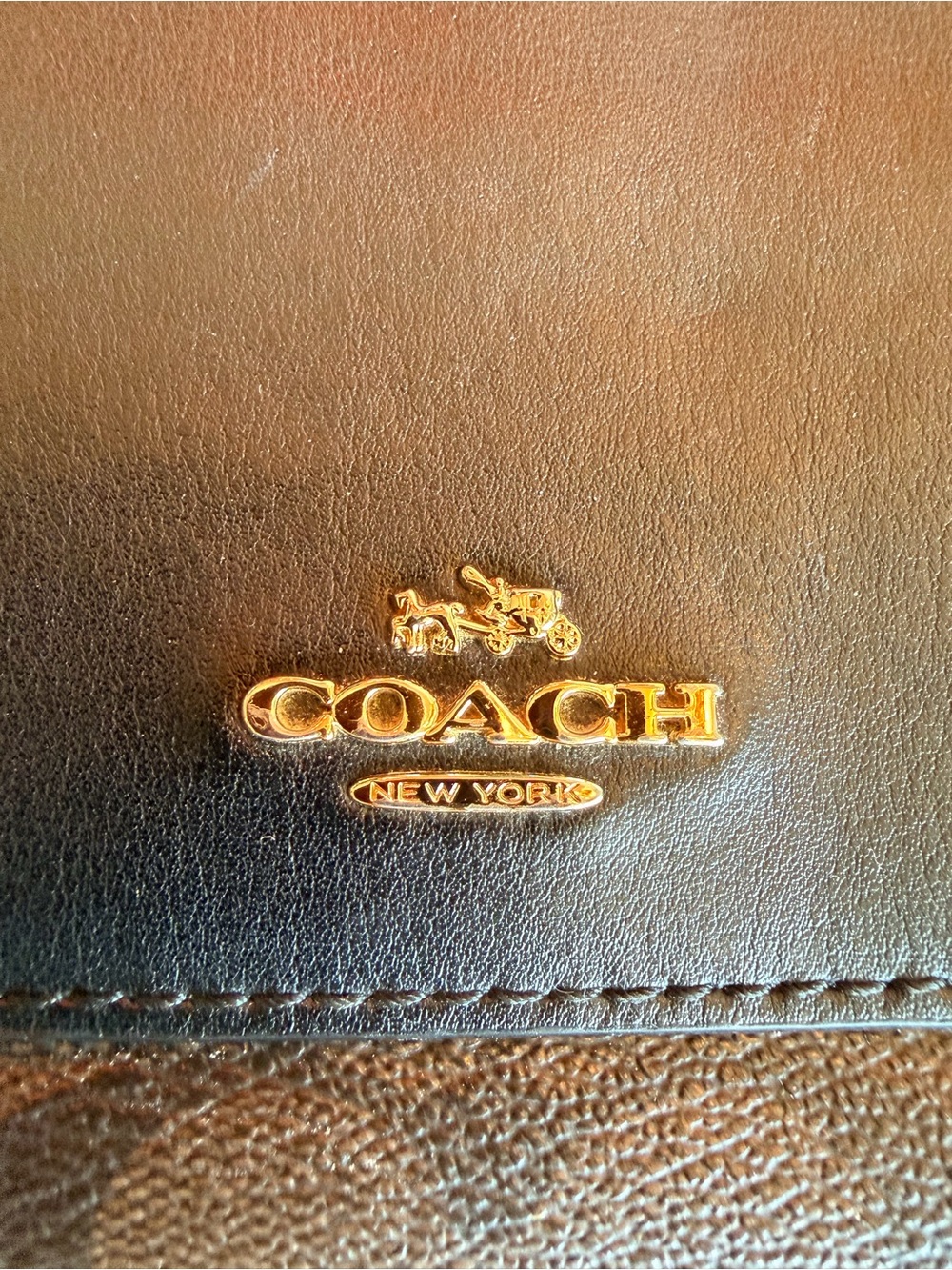 Coach Brown Leather Wallet with Gold Logo Plaque